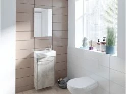 Schlussverkauf 🔥 Gästebad-Set Dena - 3-teilig in grau ✨ -Badezimmerschränke Verkäufe 6457383 0554495 1 24031023