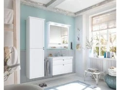 Bestes Angebot 👍 Aquarell Hochschrank Salzburg links - 45/170,5/33 cm in weiß 🌟