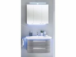 Auslauf 🌟 Aquarell Badezimmer-Set Cannes - 3-teilig in hellgrau ❤️