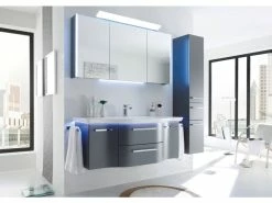 Brandneu 😀 Aquarell Badezimmer-Set Cannes - 3-teilig in dunkelgrau 🌟