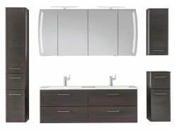 Blitzangebot 🎉 Aquarell Hochschrank Brügge links - 30/168/33 cm in dunkelbraun 🔔 -Badezimmerschränke Verkäufe 6684364 0599708 2 24623292