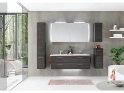 Blitzangebot 🎉 Aquarell Hochschrank Brügge links - 30/168/33 cm in dunkelbraun 🔔 -Badezimmerschränke Verkäufe 6684365 0599708 3 24623292