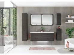 Blitzangebot 🎉 Aquarell Hochschrank Brügge links - 30/168/33 cm in dunkelbraun 🔔 -Badezimmerschränke Verkäufe 6684369 0599708 7 24623292