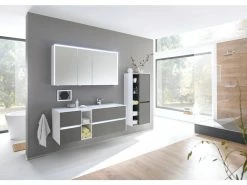 Auslauf ✔️ Aquarell Midischrank Mailand 03 - 57/121/33 cm in grau ⌛ -Badezimmerschränke Verkäufe 6687759 0600659 2 24611932