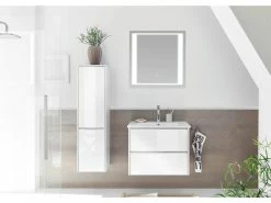 Neu 💯 Aquarell Midischrank Bordeaux - 33,3/123,7/33 cm in weiß 🛒 -Badezimmerschränke Verkäufe 6688142 0600893 2 24613409