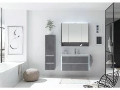 Budget ❤️ Aquarell Midischrank Bordeaux - 33,3/123,7/33 cm in grau 👍 -Badezimmerschränke Verkäufe 6688157 0600908 2 24613631