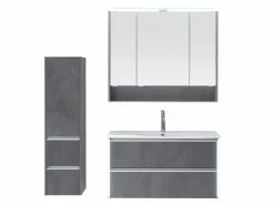 Budget ❤️ Aquarell Midischrank Bordeaux - 33,3/123,7/33 cm in grau 👍 -Badezimmerschränke Verkäufe 6688158 0600908 3 24613631