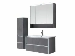 Budget ❤️ Aquarell Midischrank Bordeaux - 33,3/123,7/33 cm in grau 👍 -Badezimmerschränke Verkäufe 6688159 0600908 4 24613631