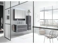 Bestpreis 🤩 Aquarell Midischrank Bordeaux - 33,3/123,7/33 cm in weiß 👍 -Badezimmerschränke Verkäufe 6688160 0600912 1 24613657