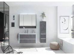 Bestpreis 🤩 Aquarell Midischrank Bordeaux - 33,3/123,7/33 cm in weiß 👍 -Badezimmerschränke Verkäufe 6688161 0600912 2 24613657