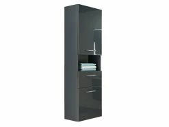 Billig 🌟 Aquarell Hochschrank Rotterdam 04 - links in schwarz 👏