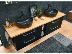 Budget 🔥 Aquarell Badezimmer-Programm Amsterdam in schwarz ✔️ -Badezimmerschränke Verkäufe 6689290 0601258 2 24622286