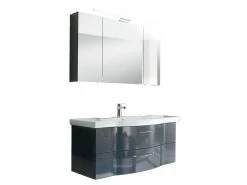 Großhandel ✨ Aquarell Badezimmer-Set Athen 04 - 3-teilig in dunkelgrau 🔥