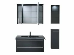 Coupon 🎁 Aquarell Vitrinen-Wandschrank Brüssel - 30/70,3/17 cm in schwarz 😍 -Badezimmerschränke Verkäufe 6785065 0612628 3 24612881