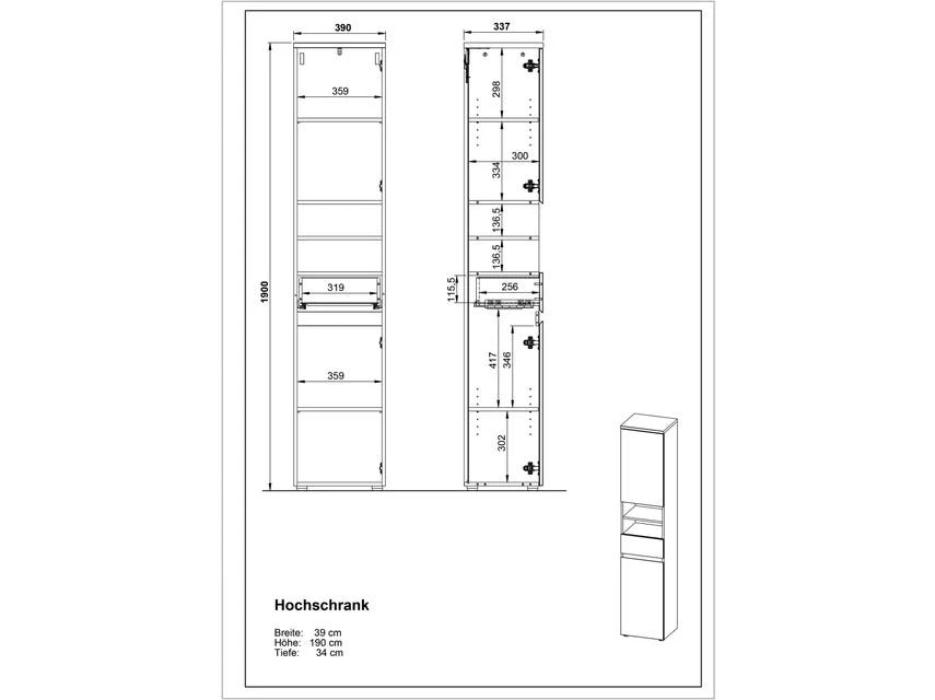 Besorgen 😀 Hochschrank Vito Mayor - 39/190/34 cm in braun 🎁 7 Besorgen 😀 Hochschrank Vito Mayor - 39/190/34 cm in braun 🎁 – Bild 7