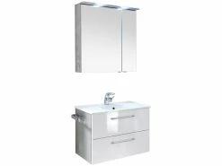 Schlussverkauf 😉 Aquarell Badezimmer-Set Genua - 3-teilig in weiß ⭐ -Badezimmerschränke Verkäufe online 24641096 3