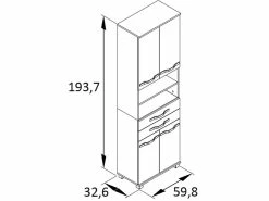 Am billigsten 😍 Vivre Hochschrank Diana - 59,8/193,7/32,6 cm in weiß ✨ -Badezimmerschränke Verkäufe online 24722276 1 massangabe nebenbild