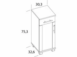 Aktion 😍 Vivre Unterschrank Niko - 30,3/75,3/32,6 cm in grau 🤩 -Badezimmerschränke Verkäufe online 24722333 1 massangabe nebenbild