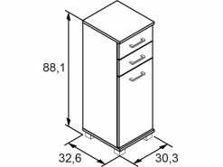 Am billigsten 😀 Vivre Unterschrank Nora - 30,3/88,6/32,6 cm in braun 👏 -Badezimmerschränke Verkäufe online 24722408 4 massangabe nebenbild 1