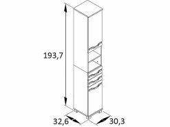 Coupon 🌟 Vivre Hochschrank Diana - 30,3/194,2/32,6 cm in grau 👍 -Badezimmerschränke Verkäufe online 24722995 1 massangabe nebenbild